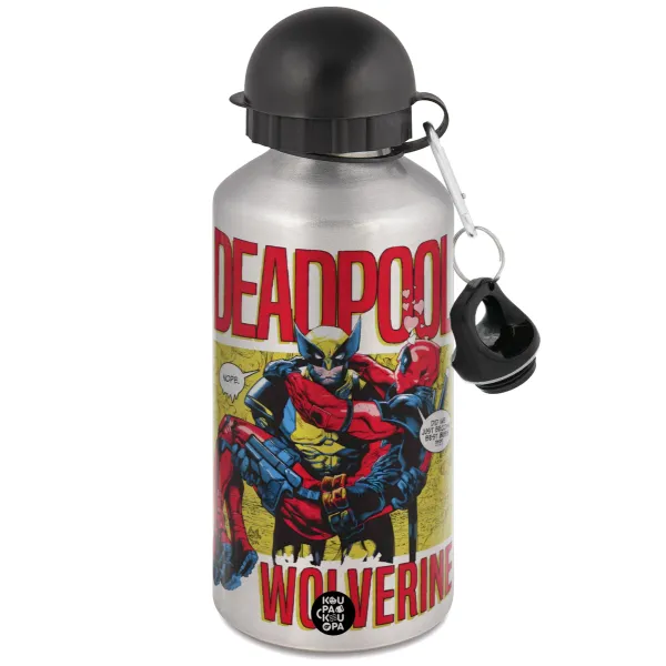 Superhero Deadpool Wolverine — Μεταλλικό παγούρι νερού, Ασημένιο, αλουμινίου 500ml