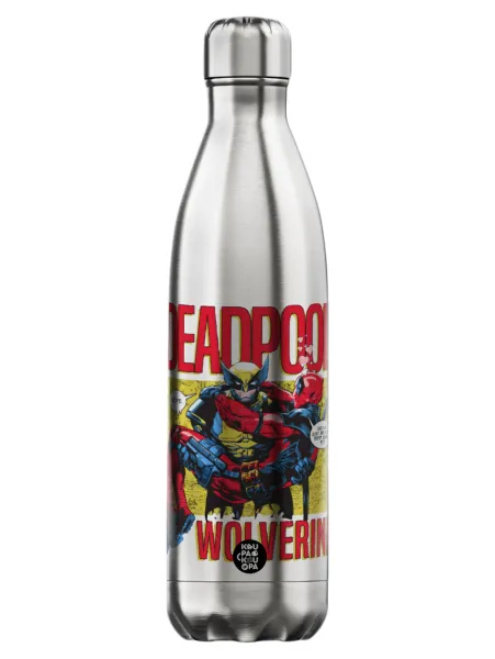 Superhero Deadpool Wolverine — Inox (Stainless steel) hot metal mug, double wall, 750ml