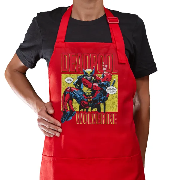 Superhero Deadpool Wolverine — Κόκκινη Ποδιά μαγειρικής με τσέπες (ΕΝΗΛΙΚΩΝ)