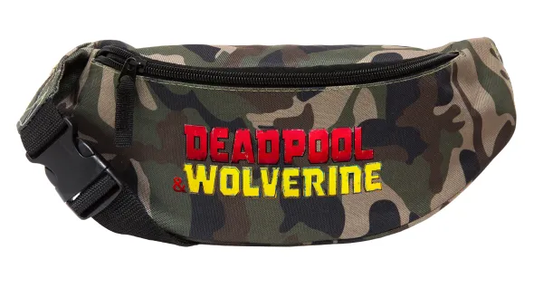 Superhero Deadpool Wolverine — Unisex waist bag (banana) in Jungle camouflage color with 2 pockets