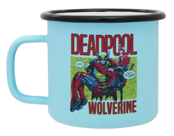 Superhero Deadpool Wolverine — Κούπα Μεταλλική εμαγιέ ΜΑΤ σιέλ 360ml