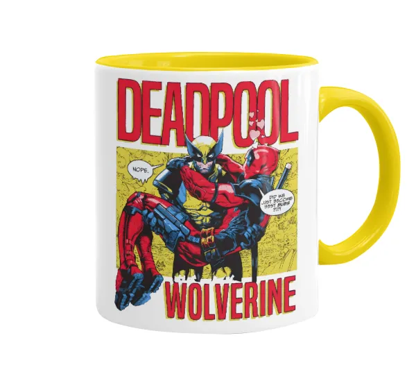 Superhero Deadpool Wolverine — Mug colored yellow, ceramic, 330ml