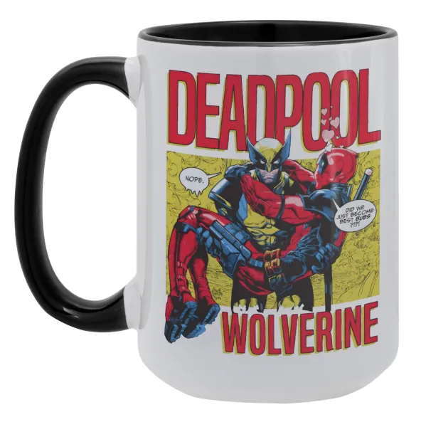 Superhero Deadpool Wolverine — Mega mug 15oz, black ceramic, 450ml