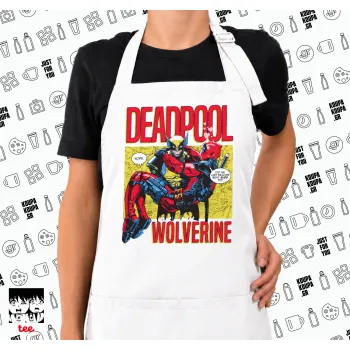 Superhero Deadpool Wolverine, Ποδιά μακριά Σεφ ολόσωμη με τσέπες white (ΕΝΗΛΙΚΩΝ)