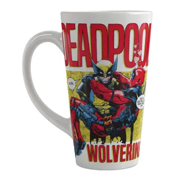 Superhero Deadpool Wolverine, Κούπα κωνική Latte Μεγάλη, κεραμική, 450ml