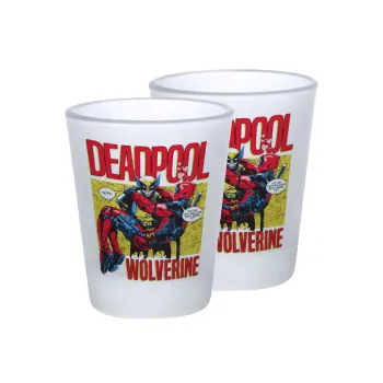 Superhero Deadpool Wolverine, Σφηνοπότηρα γυάλινα 45ml του πάγου (2 τεμάχια)