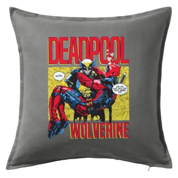Superhero Deadpool Wolverine, Sofa cushion Grey 50x50cm includes filling