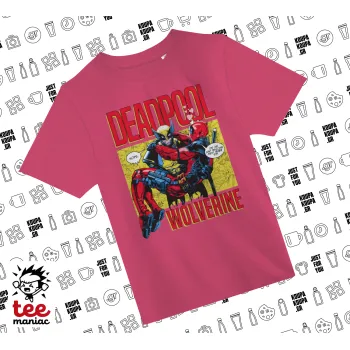 Superhero Deadpool Wolverine, ΡΟΖ παιδικό T-Shirt από 100% βαμβάκι, για κάθε μέρα. Vegan & OEKO-TEX πιστοποιημένο.