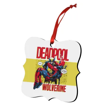 Superhero Deadpool Wolverine, Στολίδι Χριστουγεννιάτικο στολίδι polygon ξύλινο 7.5cm