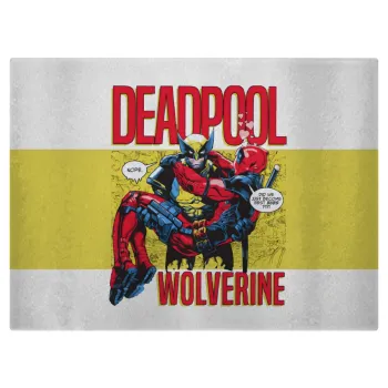 Superhero Deadpool Wolverine, Επιφάνεια κοπής γυάλινη (38x28cm)