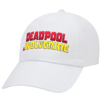 Superhero Deadpool Wolverine, Καπέλο Ενηλίκων Baseball Λευκό 5-φύλλο (POLYESTER, ΕΝΗΛΙΚΩΝ, UNISEX, ONE SIZE)