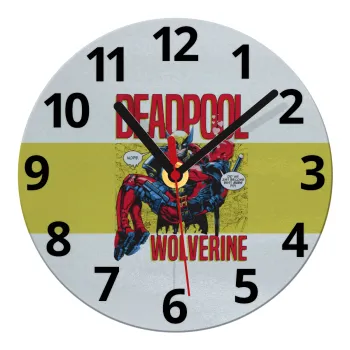 Superhero Deadpool Wolverine, Ρολόι τοίχου γυάλινο (20cm)
