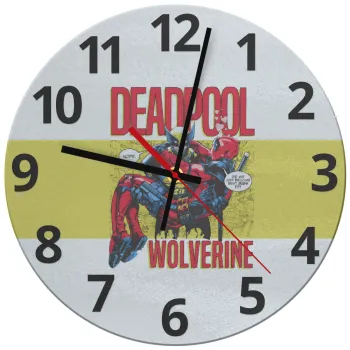Superhero Deadpool Wolverine, Ρολόι τοίχου γυάλινο (30cm)