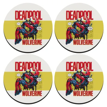 Superhero Deadpool Wolverine, ΣΕΤ 4 Σουβέρ ξύλινα στρογγυλά (9cm)