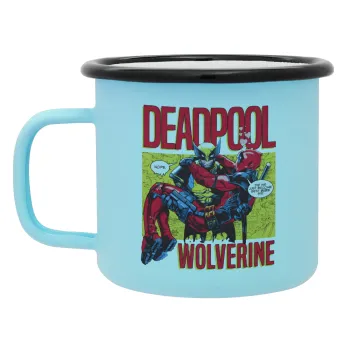 Superhero Deadpool Wolverine, Κούπα Μεταλλική εμαγιέ ΜΑΤ σιέλ 360ml