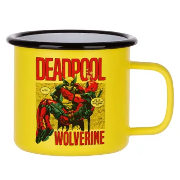 Superhero Deadpool Wolverine, Metallic enamel MATT Yellow cup 360ml