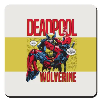 Superhero Deadpool Wolverine, Τετράγωνο μαγνητάκι ξύλινο 9x9cm