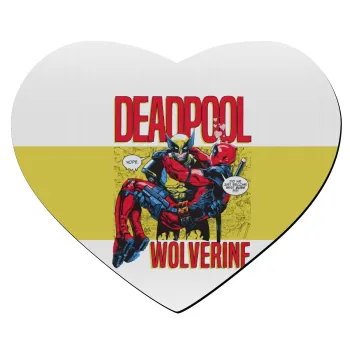 Superhero Deadpool Wolverine, Mousepad heart 23x20cm