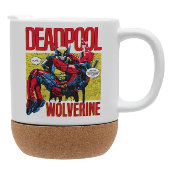 Superhero Deadpool Wolverine, Ceramic coffee mug Cork (MAT), 330ml