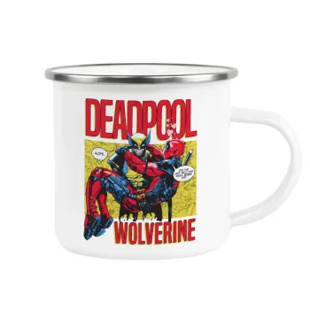 Superhero Deadpool Wolverine, Κούπα Μεταλλική εμαγιέ λευκη 360ml