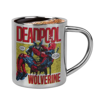 Superhero Deadpool Wolverine, Double-wall metal cup for espresso (220ml)