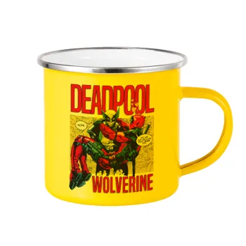 Superhero Deadpool Wolverine, Yellow Enamel Metallic Cup 360ml