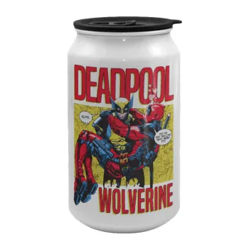 Superhero Deadpool Wolverine, Κούπα ταξιδιού μεταλλική με καπάκι (tin-can) 500ml