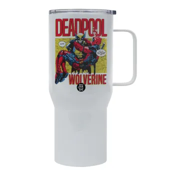 Superhero Deadpool Wolverine, Mega Stainless steel Tumbler with lid, double wall 750L