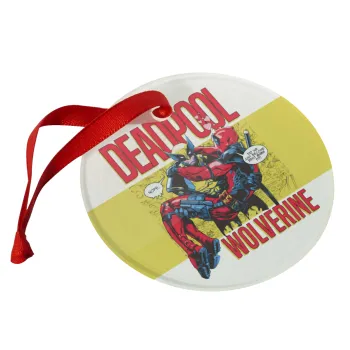 Superhero Deadpool Wolverine, Στολίδι Χριστουγεννιάτικο στολίδι γυάλινο 9cm