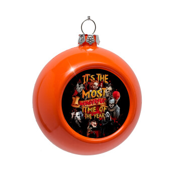 Halloween it's most wonderful time of the year, Orange Christmas tree ornament bauble 8cm