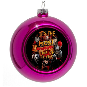 Halloween it's most wonderful time of the year, Purple Christmas tree ornament bauble 8cm