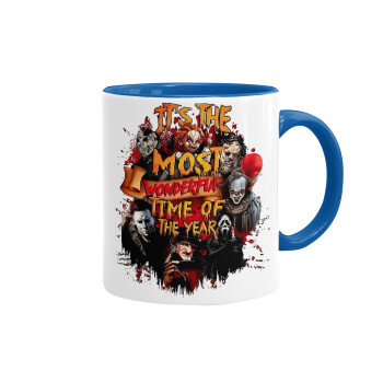 Halloween it's most wonderful time of the year, Κούπα χρωματιστή μπλε, κεραμική, 330ml