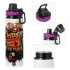 Metallic water bottle with safety lid, 850ml aluminum