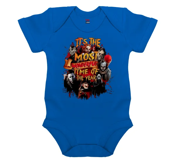 Halloween it's most wonderful time of the year — Short-sleeve baby bodysuit, cobalt blue, 100% organic cotton