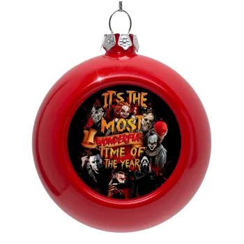 Halloween it's most wonderful time of the year, Red Christmas tree ornament bauble 8cm