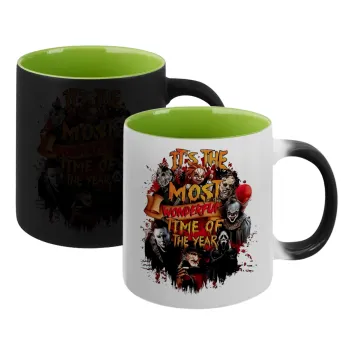 Halloween it's most wonderful time of the year, Κούπα Μαγική εσωτερικό πράσινο, κεραμική 330ml που αλλάζει χρώμα με το ζεστό ρόφημα