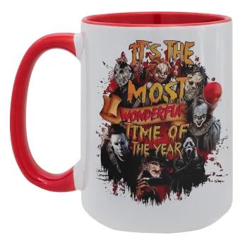 Halloween it's most wonderful time of the year, Κούπα Mega 15oz, κεραμική Κόκκινη, 450ml
