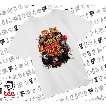 Halloween it's most wonderful time of the year, Άνετο παιδικό T-Shirt ΛΕΥΚΟ από 100% βαμβάκι, για κάθε μέρα. Vegan & OEKO-TEX πιστοποιημένο.