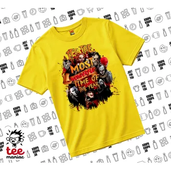 Halloween it's most wonderful time of the year, yellow childrens T-Shirt made of 100% cotton, for every day. Vegan & OEKO-TEX certified.