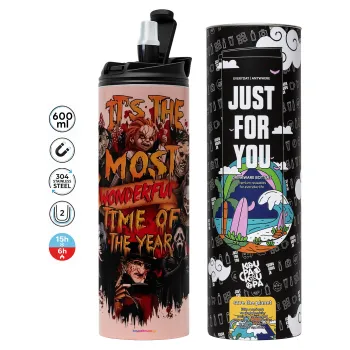 Halloween it's most wonderful time of the year, Tumbler stainless steel PINK 600ml