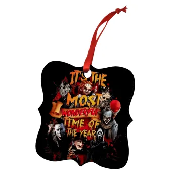 Halloween it's most wonderful time of the year, Christmas ornament polygon wooden 7.5cm