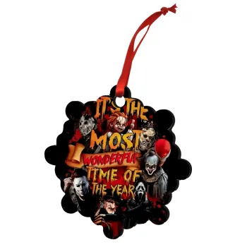 Halloween it's most wonderful time of the year, Christmas ornament snowflake wooden 7.5cm