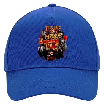 Halloween it's most wonderful time of the year, Ultimate Adult Hat BLUE, (100% COTTON DRILL, ADULT, UNISEX, ONE SIZE)