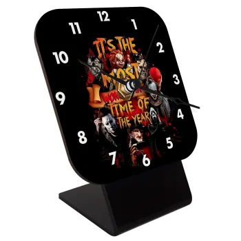 Halloween it's most wonderful time of the year, Quartz Wooden table clock with hands (10cm)