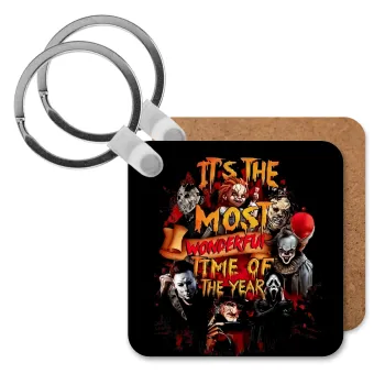 Halloween it's most wonderful time of the year, Μπρελόκ Ξύλινο τετράγωνο MDF