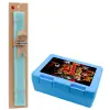 Easter Set, children's snack container BLUE & Easter aromatic flat candle (30cm) (TURQUOISE)