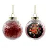 Transparent Christmas tree ball ornament with red filling 8cm