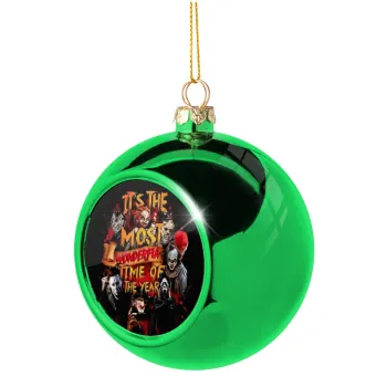 Halloween it's most wonderful time of the year, Green Christmas tree ornament ball 8cm