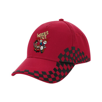 Halloween Inside out, Adult Cap RACING Ultimate Red/Black, (100% COTTON DRILL, ADULT, UNISEX, ONE SIZE ADULT)