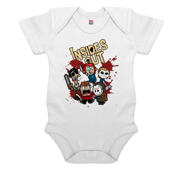 Halloween Inside out — Βρεφικό φορμάκι μωρού, 0-24 μηνών, ΛΕΥΚΟ, 100% Organic Cotton, κοντομάνικο
